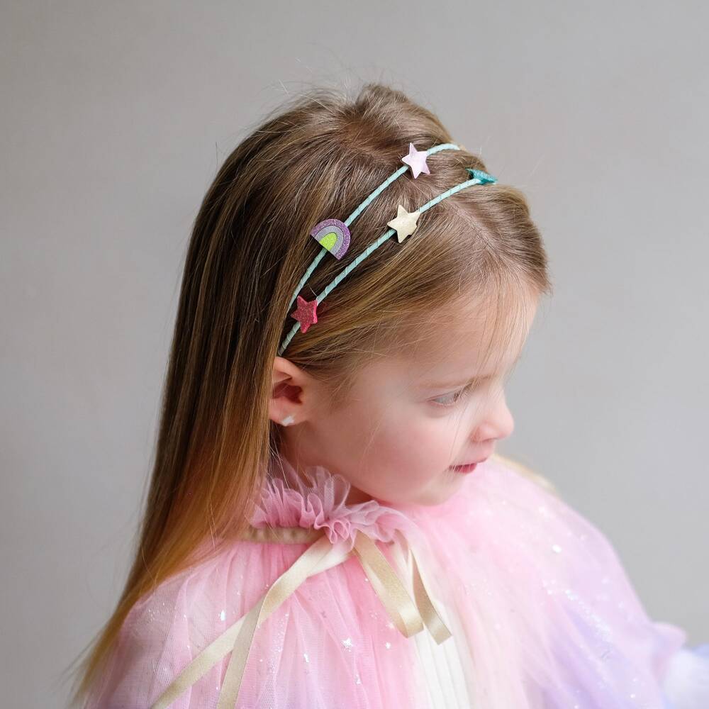 Mimi & Lula-Girls Turquoise Blue Double Hairband with Star Motifs | Childrensalon Outlet