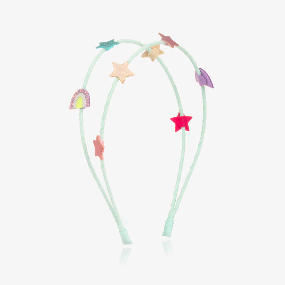 Mimi & Lula-Girls Turquoise Blue Double Hairband with Star Motifs | Childrensalon Outlet
