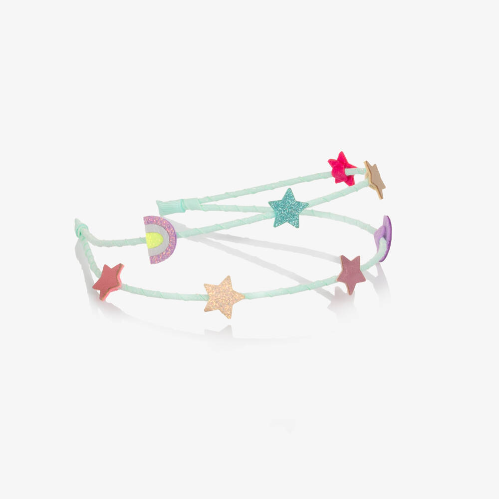 Mimi & Lula-Girls Turquoise Blue Double Hairband with Star Motifs | Childrensalon Outlet
