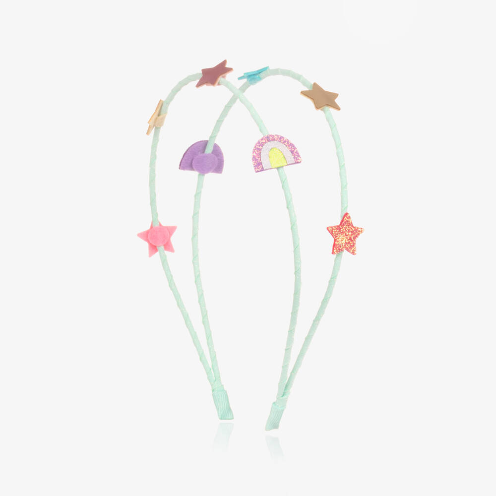 Mimi & Lula-Girls Turquoise Blue Double Hairband with Star Motifs | Childrensalon Outlet
