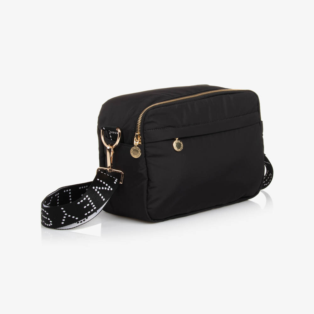 Stella McCartney Kids-Mini Black Crossbody Logo Changing Bag (25cm) | Childrensalon Outlet