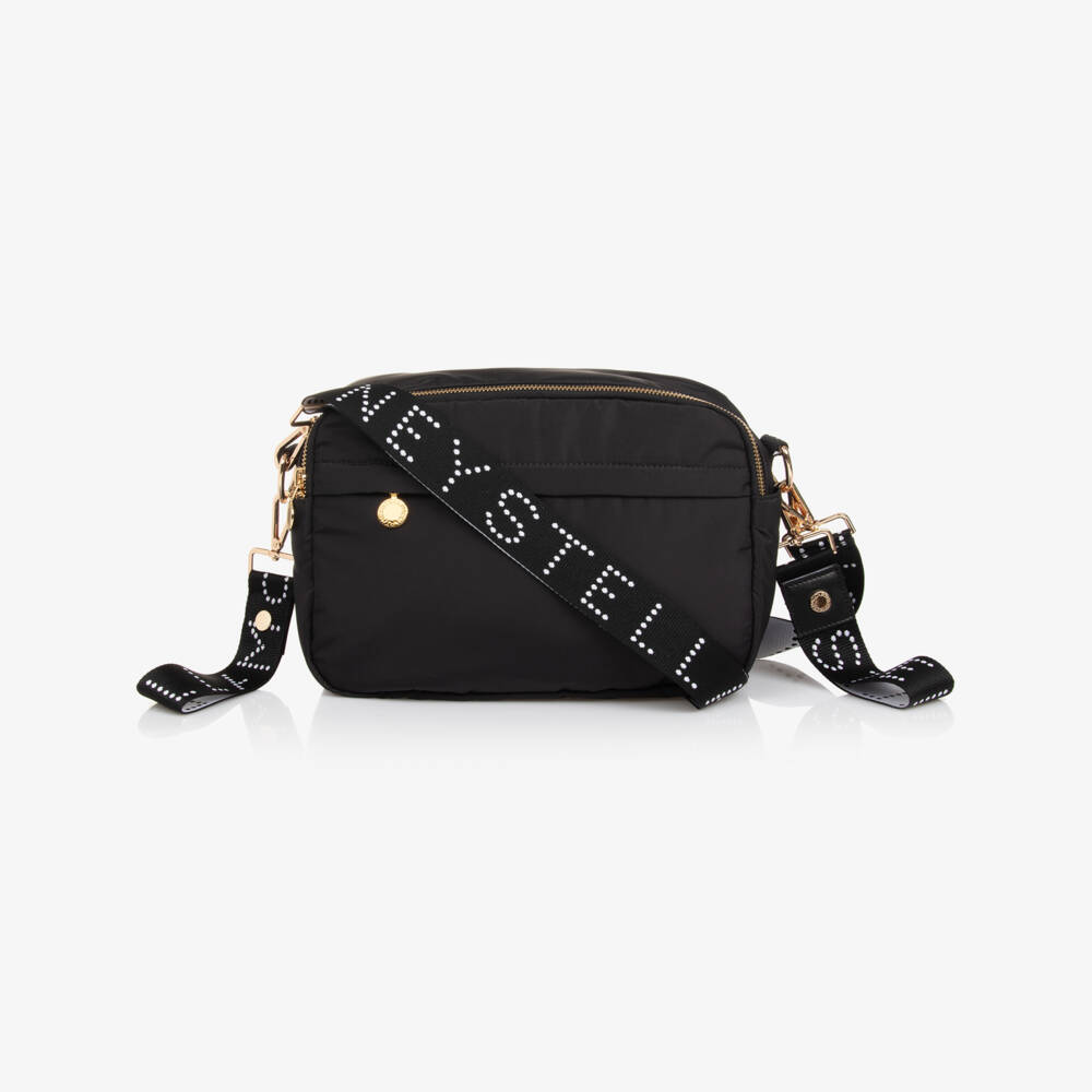 Stella McCartney Kids-Mini Black Crossbody Logo Changing Bag (25cm) | Childrensalon Outlet