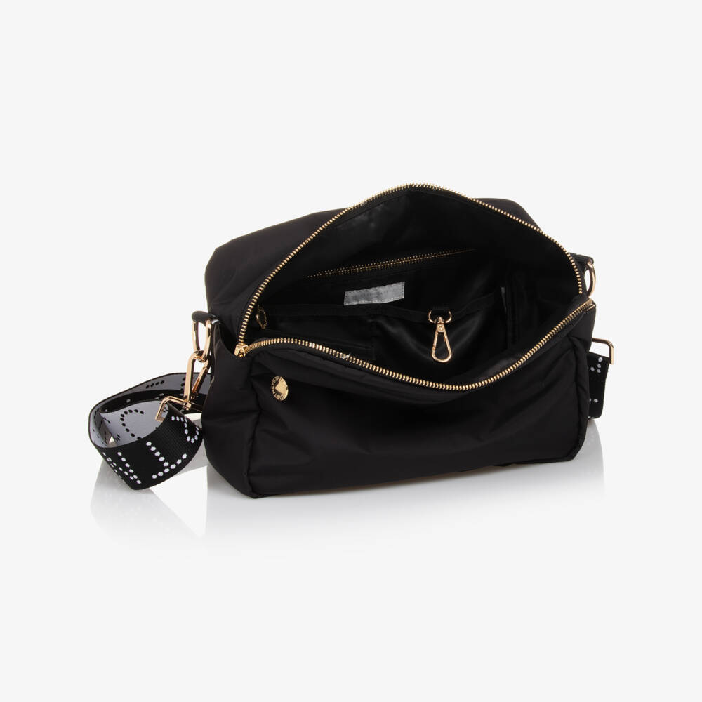 Stella McCartney Kids-Mini Black Crossbody Logo Changing Bag (25cm) | Childrensalon Outlet