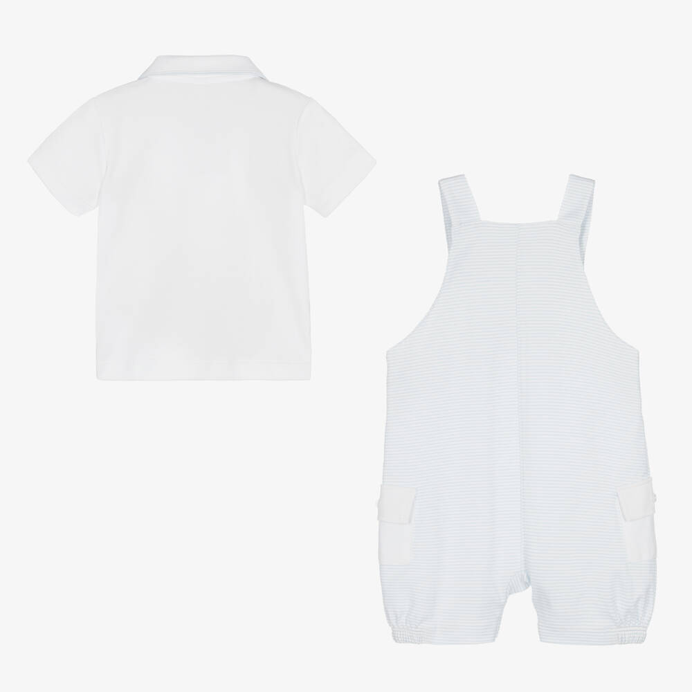 Mini-la-Mode-Baby Boys Blue Pima Cotton Dungaree Set | Childrensalon Outlet