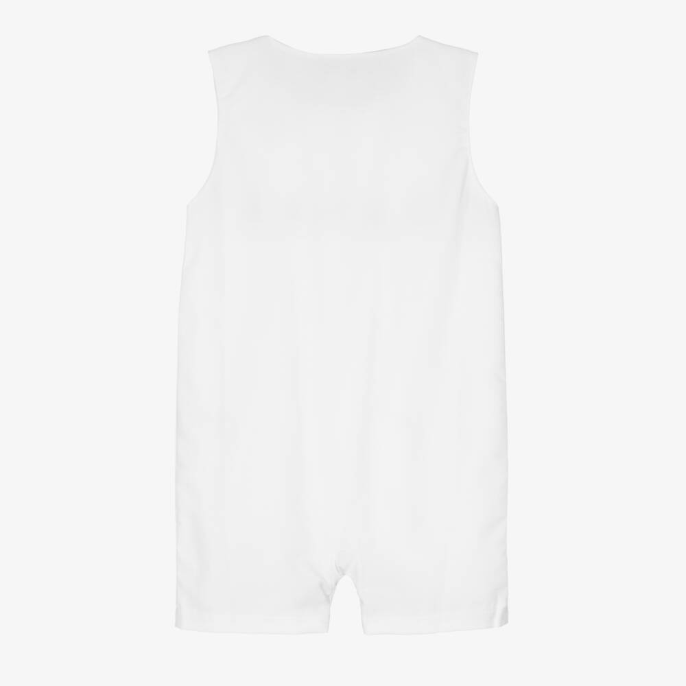 Mini-la-Mode-Baby Boys White Sleeveless Cotton Shortie | Childrensalon Outlet