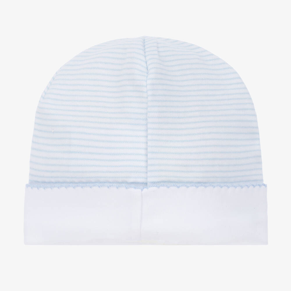 ميني لا مود-قبعة قطن بيما لون أبيض وأزرق للأطفال | Childrensalon Outlet
