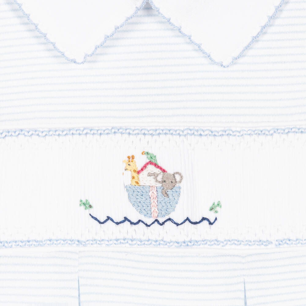 Mini-la-Mode-Boys Blue Pima Cotton Babygrow | Childrensalon Outlet