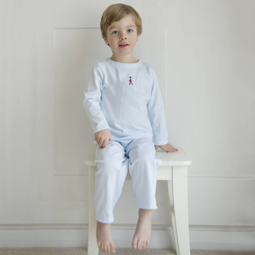 Mini-la-Mode-Boys Blue Pima Cotton Pyjamas  | Childrensalon Outlet