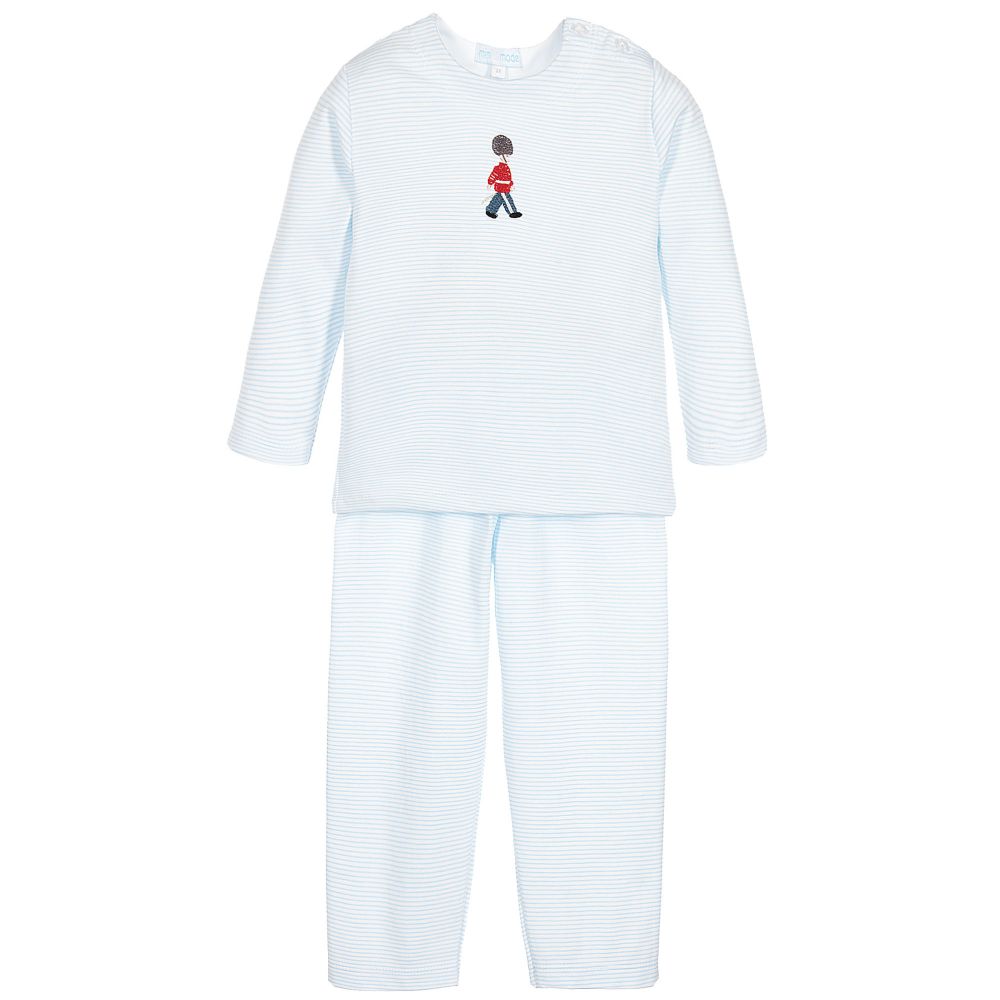 Mini-la-Mode - Pyjama bleu en coton Pima Garçon  | Childrensalon