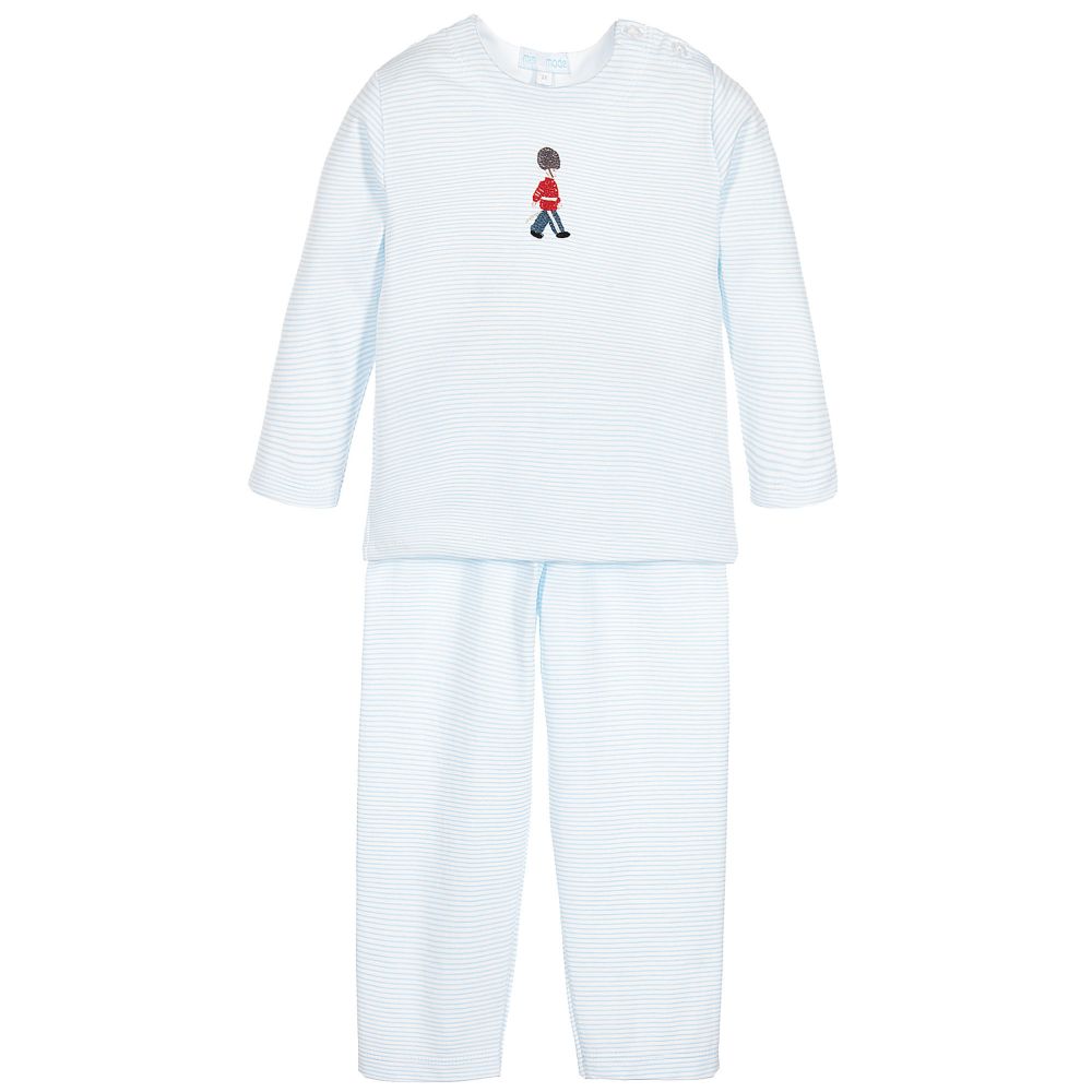 Mini-la-Mode-Boys Blue Pima Cotton Pyjamas  | Childrensalon Outlet