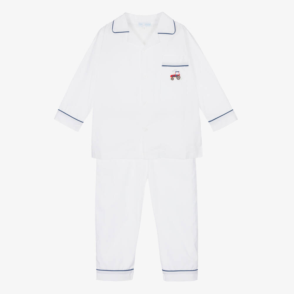 Mini-la-Mode-Boys White Pima Cotton Pyjamas | Childrensalon Outlet
