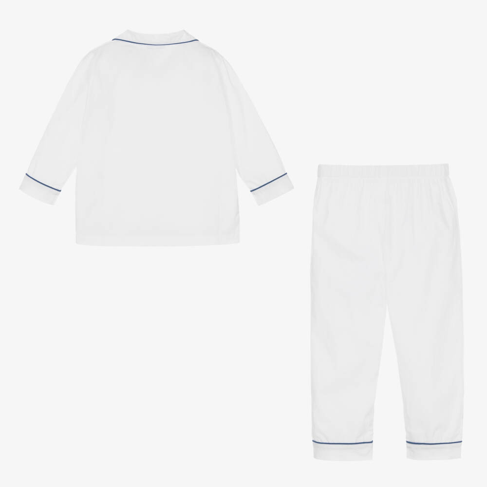 Mini-la-Mode-Boys White Pima Cotton Pyjamas | Childrensalon Outlet