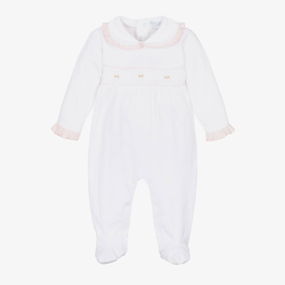 Mini-la-Mode-Girls Hand-Smocked Cotton Sleepsuit | Childrensalon Outlet