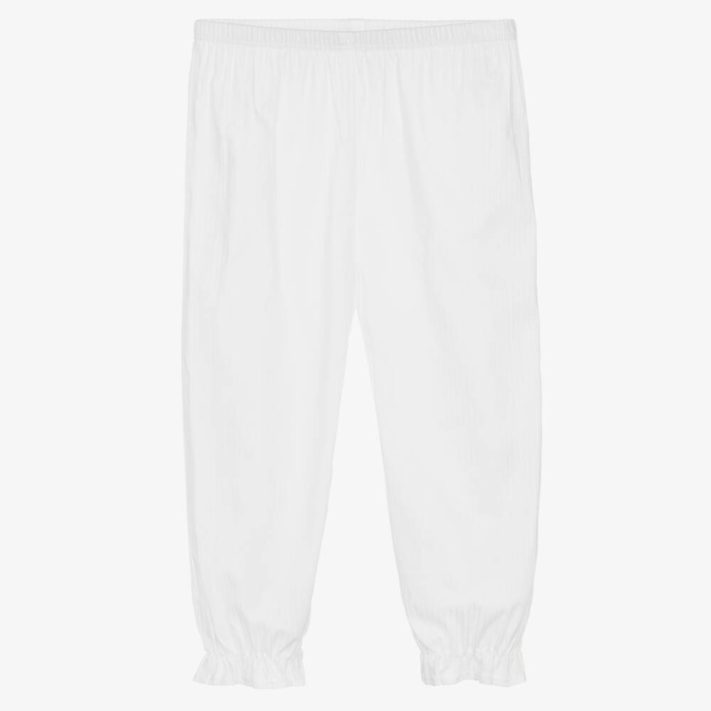 Mini-la-Mode-Girls White Cotton Smocked Pyjamas | Childrensalon Outlet