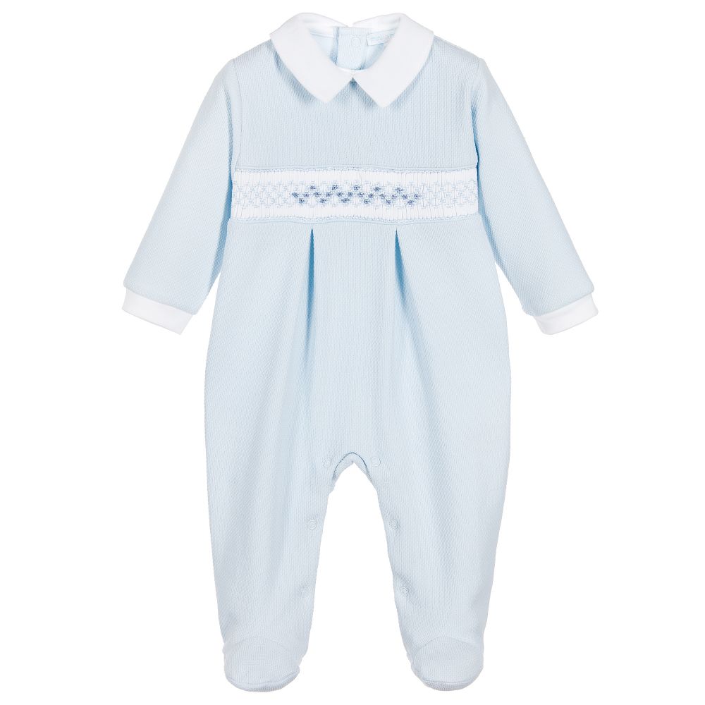 Mini-la-Mode - Grenouillère en coton Pima à smocks | Childrensalon