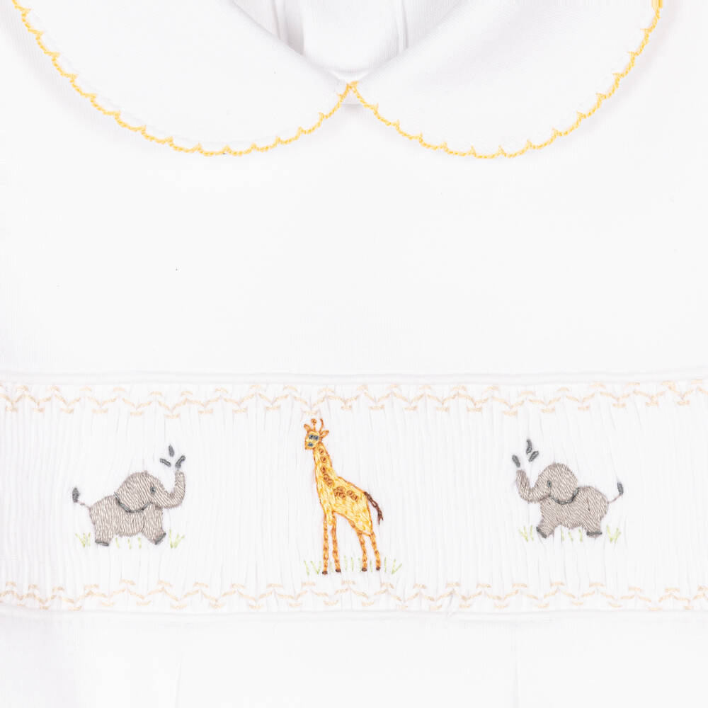 Mini-la-Mode-Кремовый комбинезон для малышей с ручной вышивкой | Childrensalon Outlet