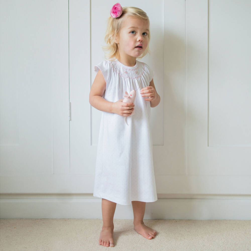 Mini-la-Mode-White Pima Cotton Nightdress | Childrensalon Outlet