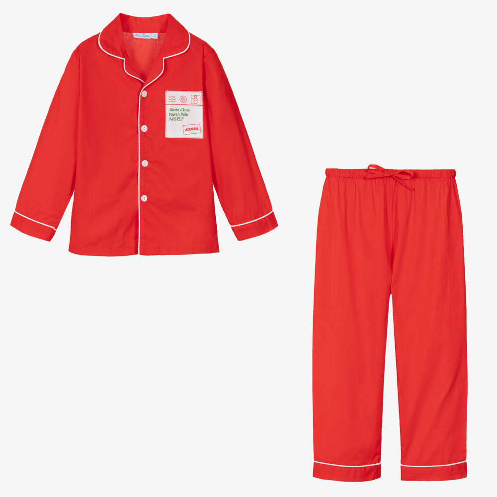 Mini Lunn-Boys Red Holiday Cotton Sleepwear | Childrensalon Outlet