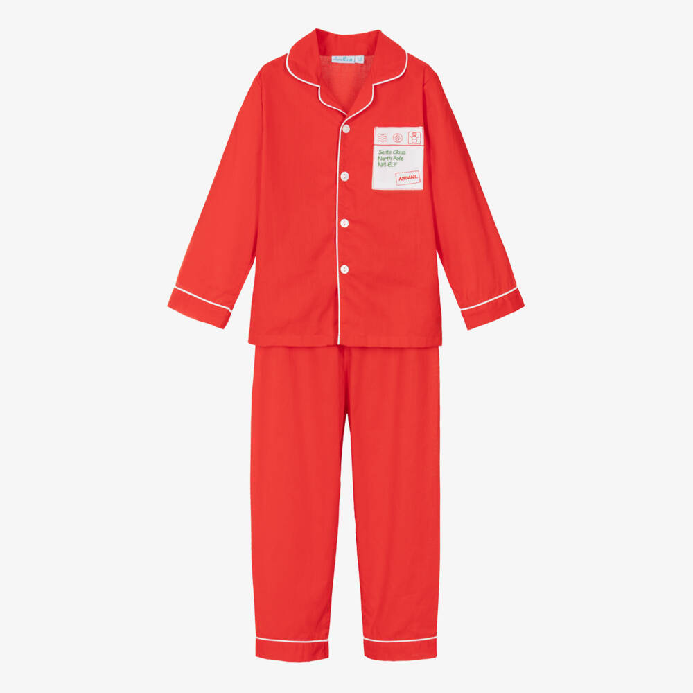 Mini Lunn-Boys Red Holiday Cotton Sleepwear | Childrensalon Outlet