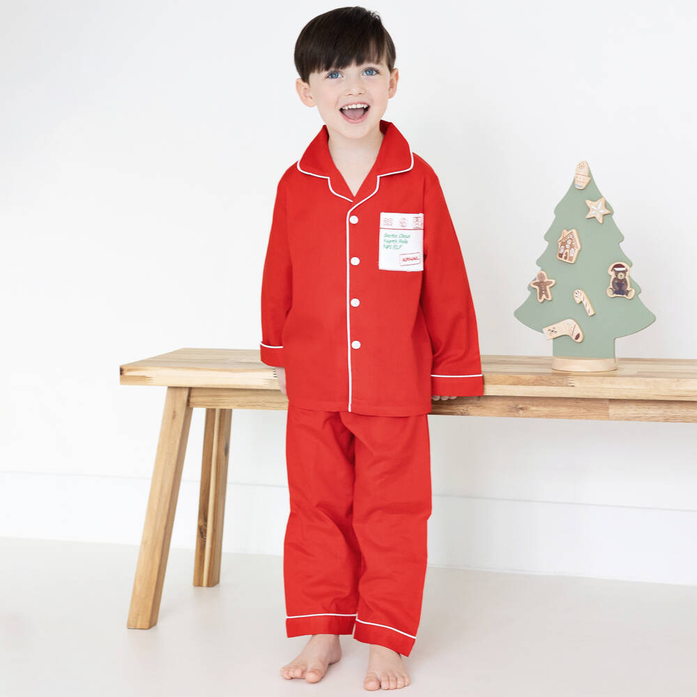 Mini Lunn-Boys Red Holiday Cotton Sleepwear | Childrensalon Outlet