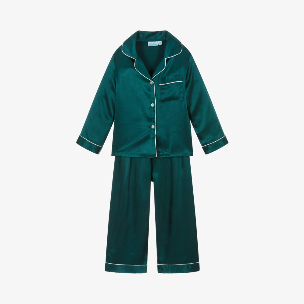 Mini Lunn-Изумрудный атласный комплект для сна для девочек | Childrensalon Outlet