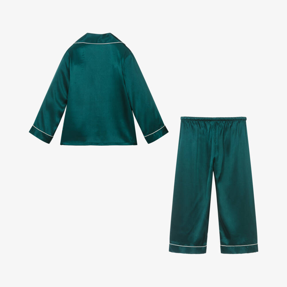 Mini Lunn-Изумрудный атласный комплект для сна для девочек | Childrensalon Outlet