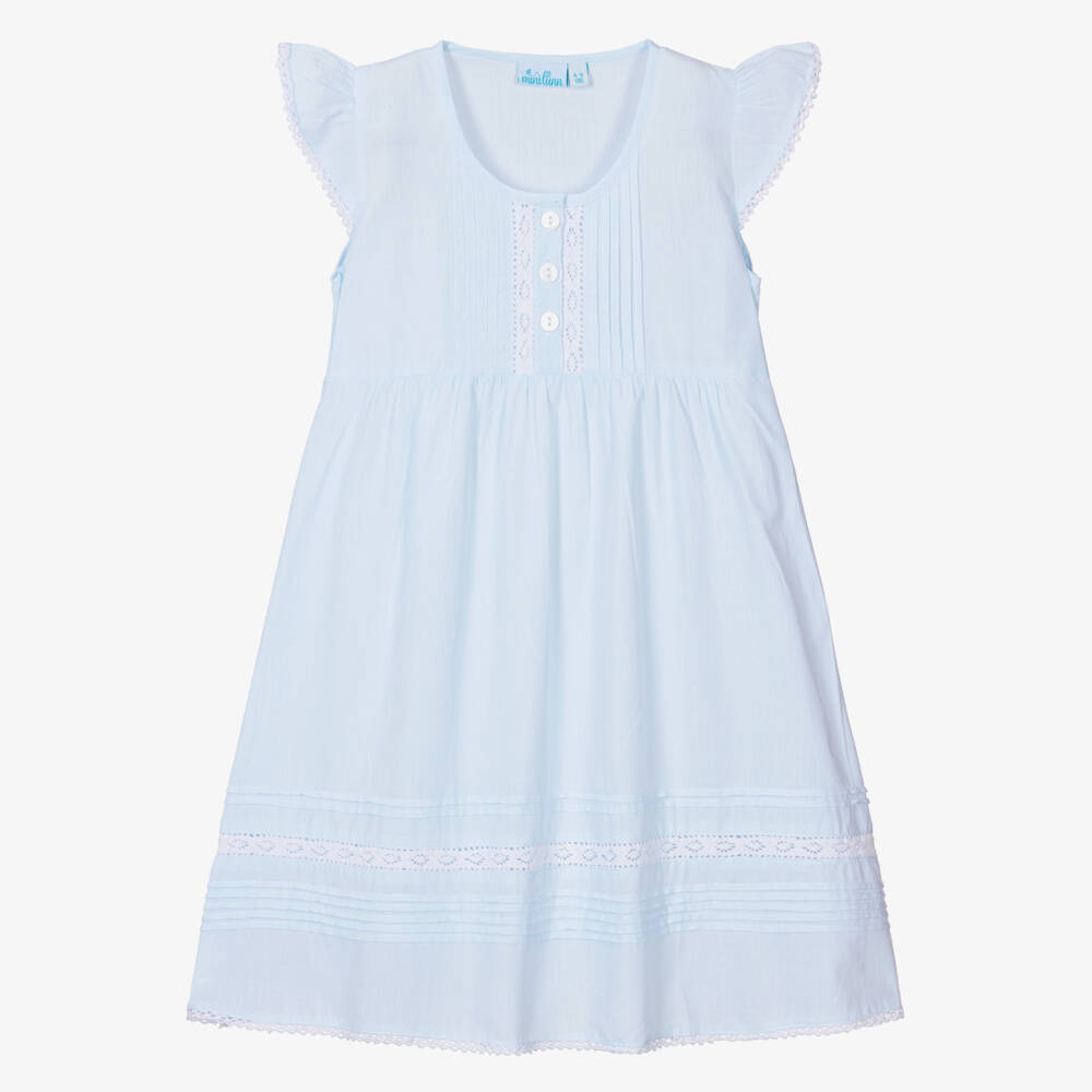 Mini Lunn-فستان نوم قطني أزرق فاتح للبنات | Childrensalon Outlet