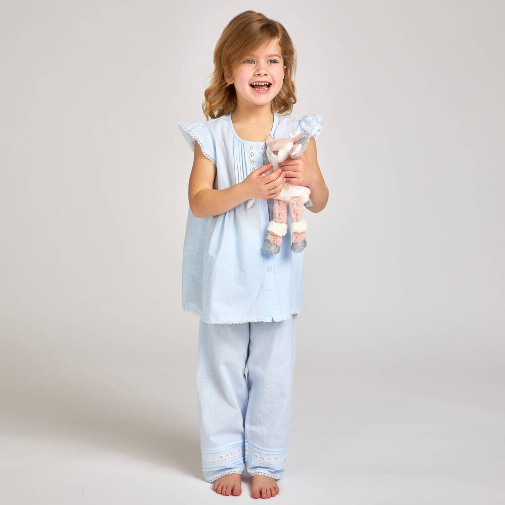 Mini Lunn-Girls Light Blue Lace Pyjamas | Childrensalon Outlet