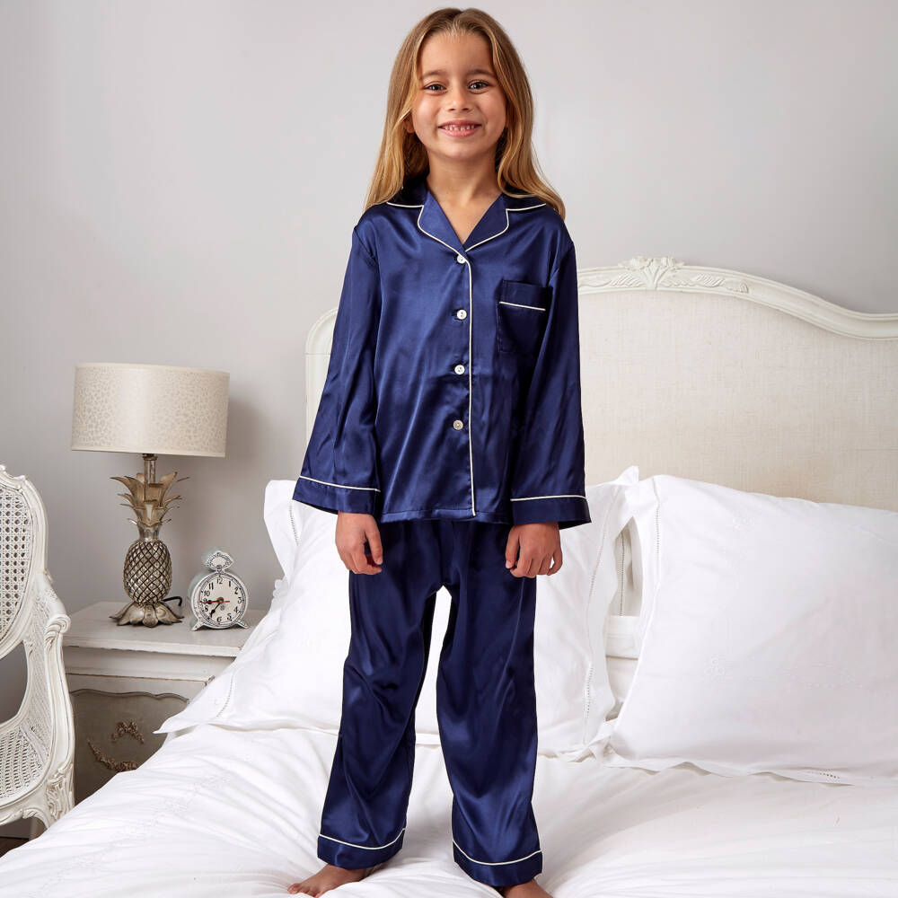 Mini Lunn-Girls Midnight Satin Sleepwear Set | Childrensalon Outlet