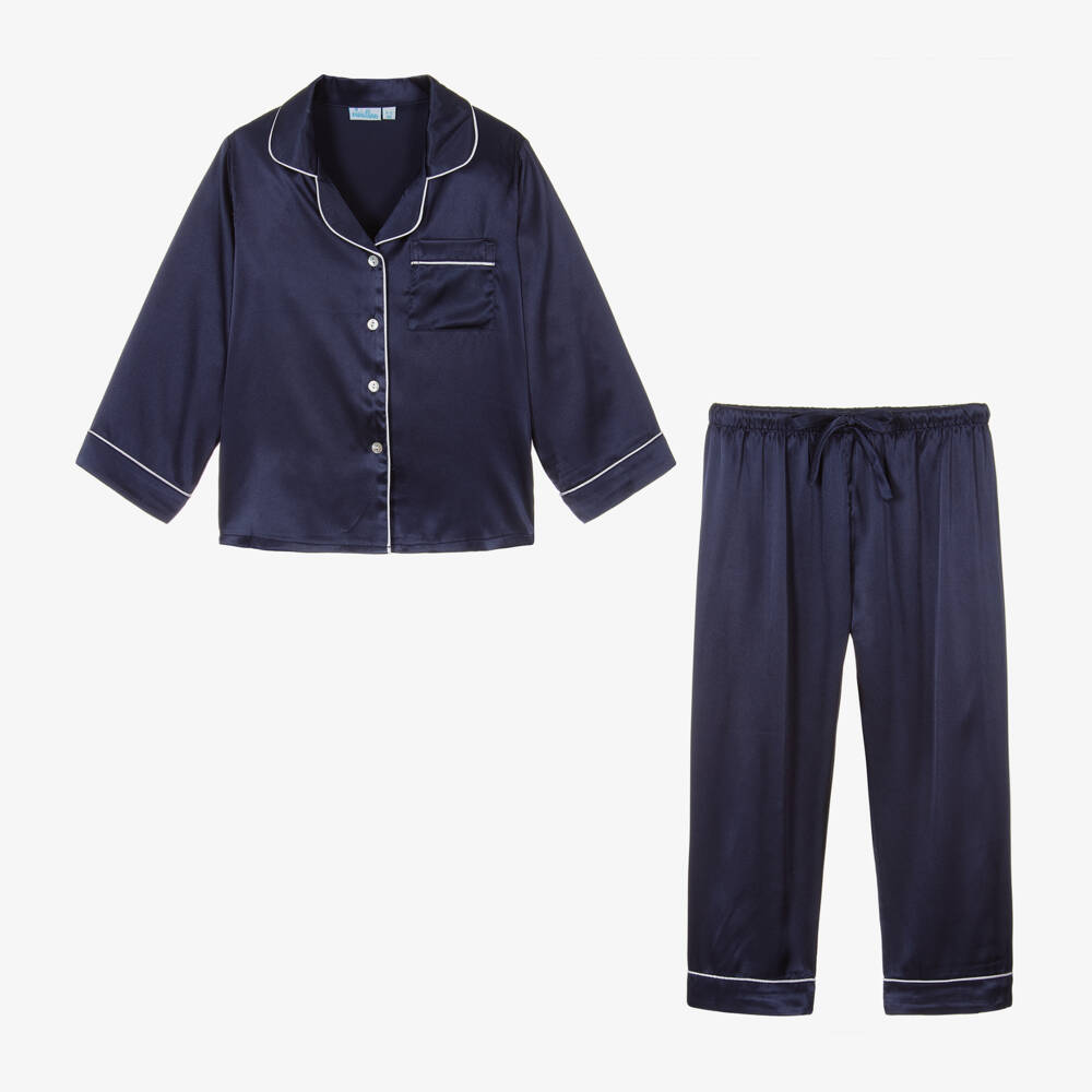 Mini Lunn-Girls Midnight Satin Sleepwear Set | Childrensalon Outlet