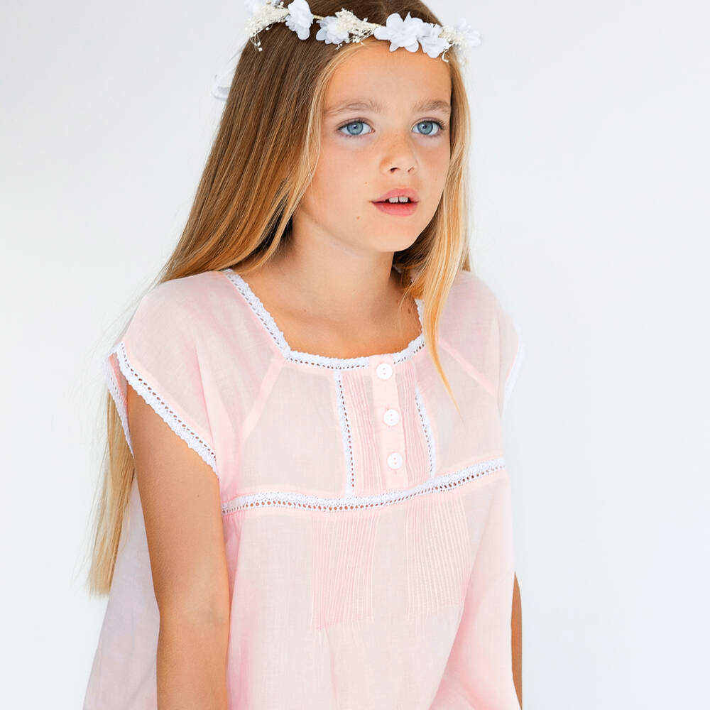 Mini Lunn-Girls Pink Cotton Short Pyjamas | Childrensalon Outlet
