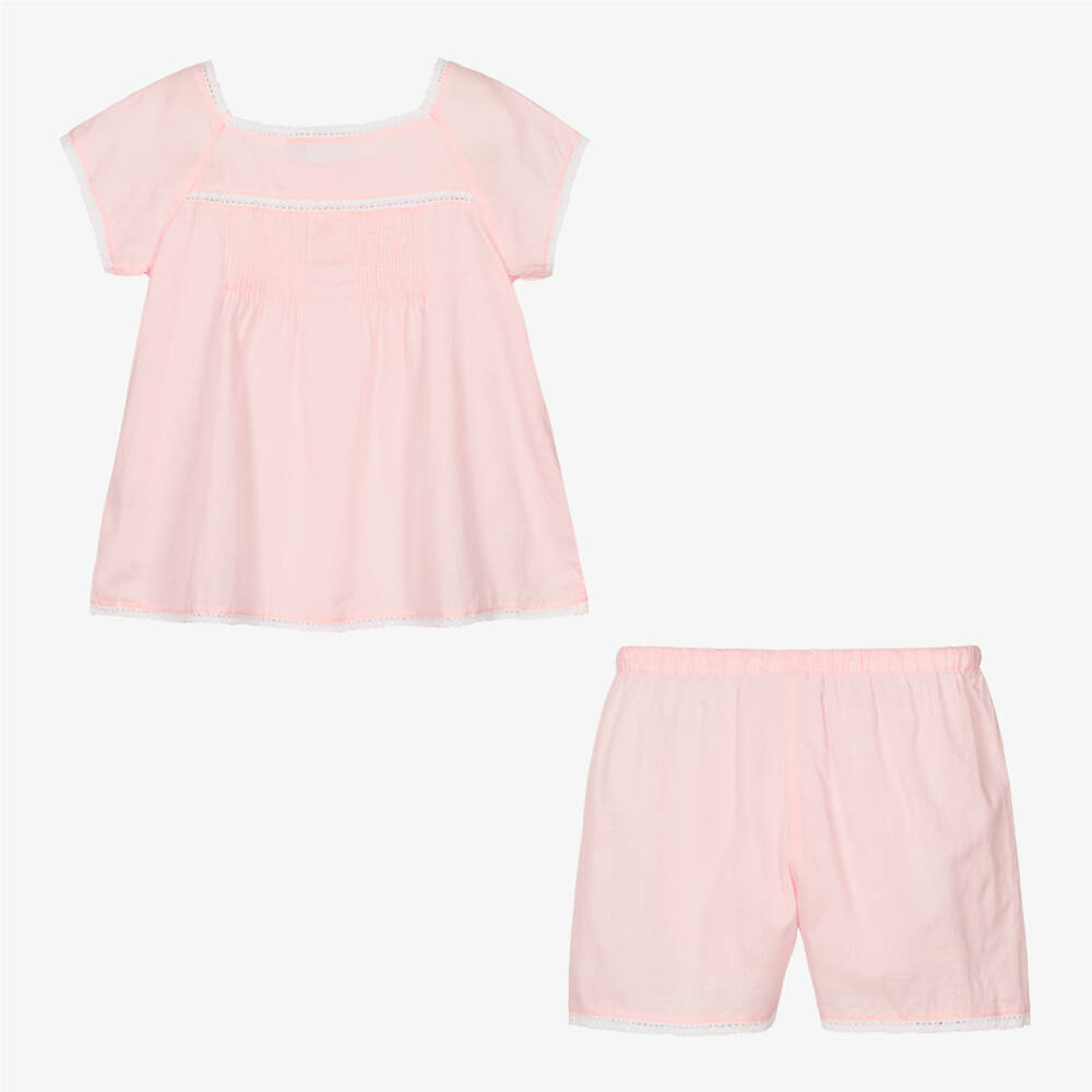 Mini Lunn-Girls Pink Cotton Short Pyjamas | Childrensalon Outlet