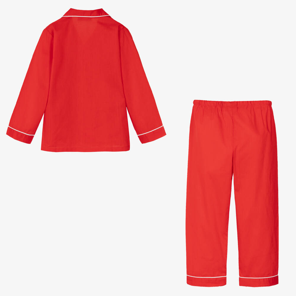 Mini Lunn-ملابس نوم قطنية حمراء للبنات لعطلة | Childrensalon Outlet