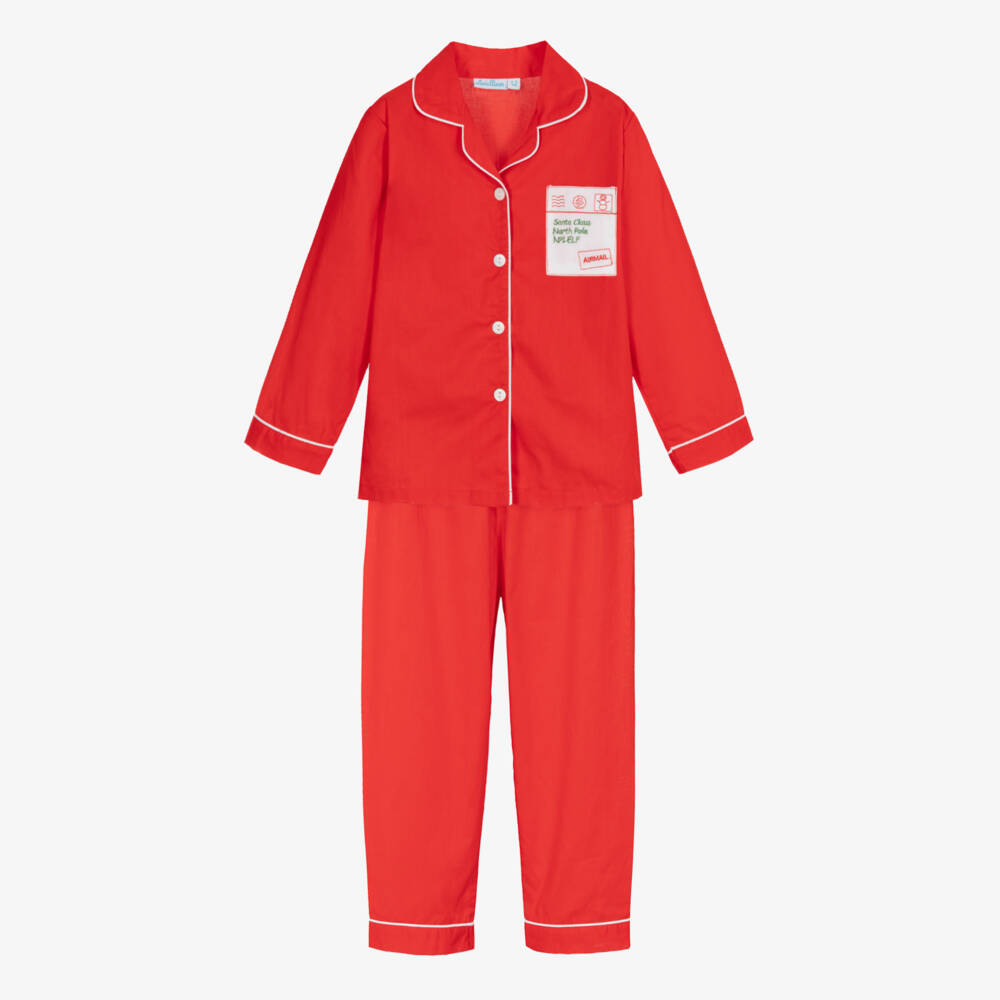 Mini Lunn-ملابس نوم قطنية حمراء للبنات لعطلة | Childrensalon Outlet