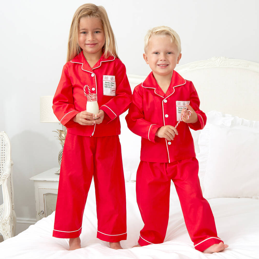 Mini Lunn-ملابس نوم قطنية حمراء للبنات لعطلة | Childrensalon Outlet
