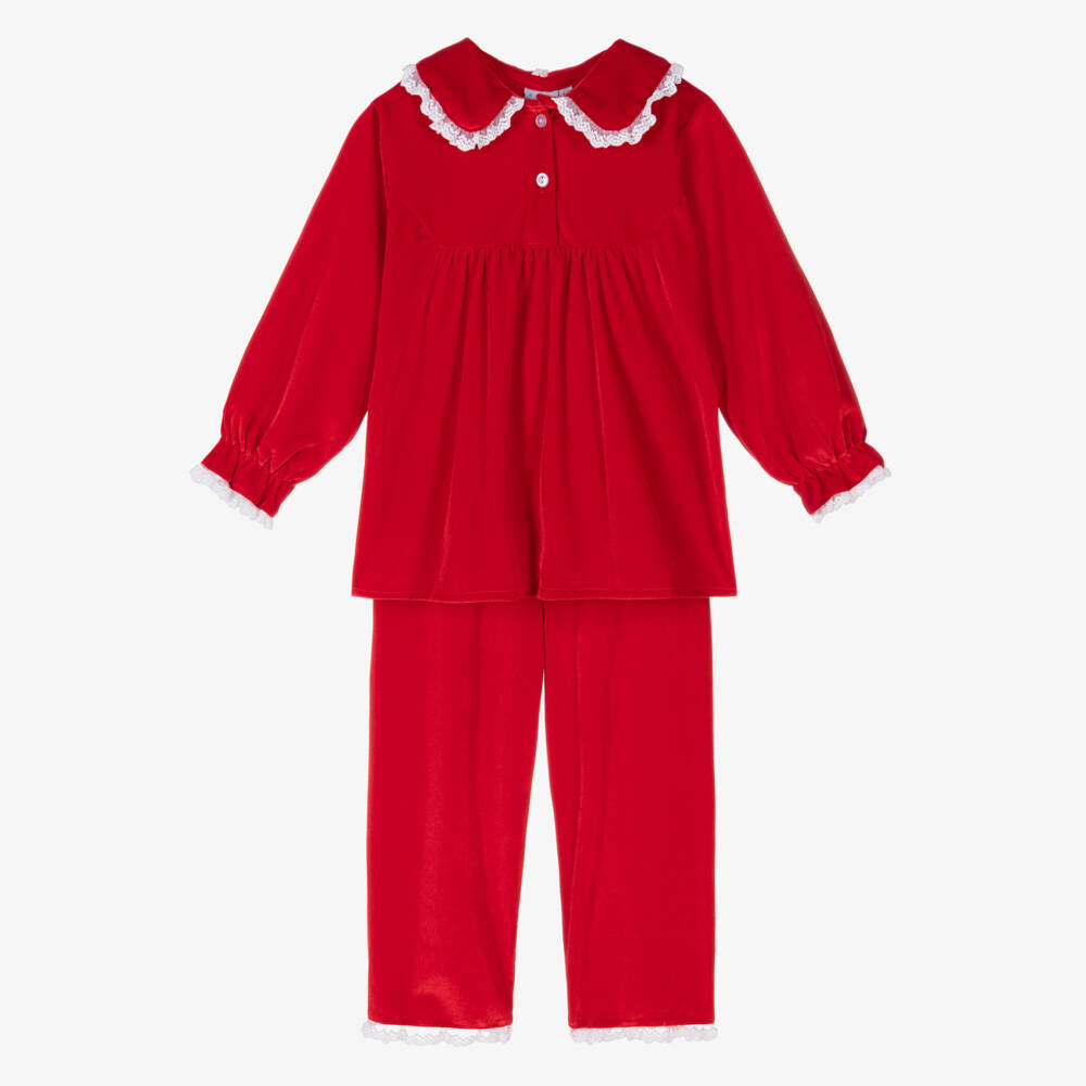 Mini Lunn-Велюровый комплект для сна алого цвета для девочек | Childrensalon Outlet