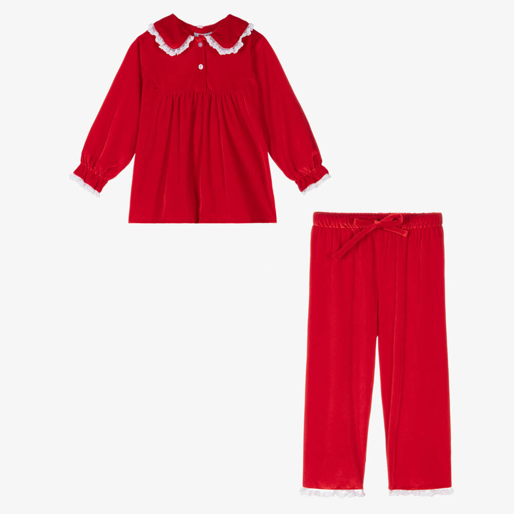 Mini Lunn-Велюровый комплект для сна алого цвета для девочек | Childrensalon Outlet