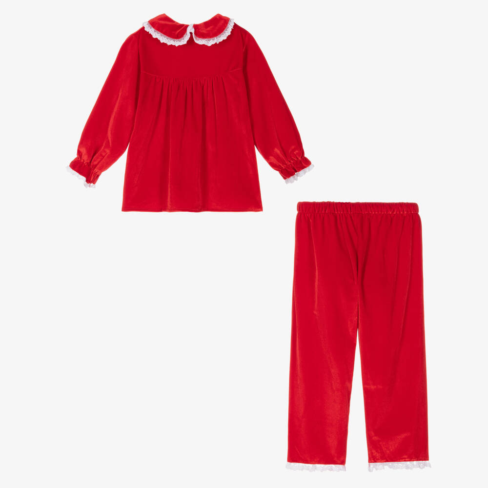 Mini Lunn-Велюровый комплект для сна алого цвета для девочек | Childrensalon Outlet