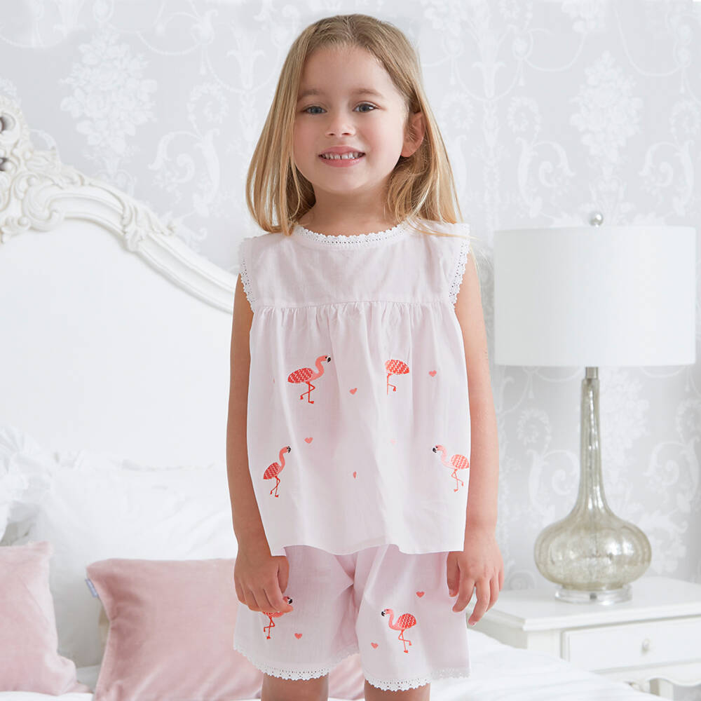 Mini Lunn-Girls Soft Pink Flamingo Pyjamas | Childrensalon Outlet