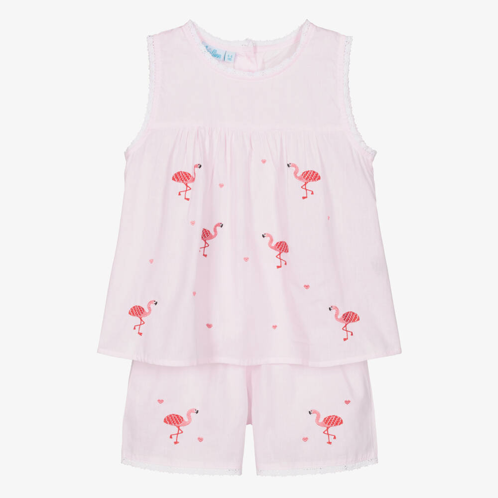 Mini Lunn-Girls Soft Pink Flamingo Pyjamas | Childrensalon Outlet