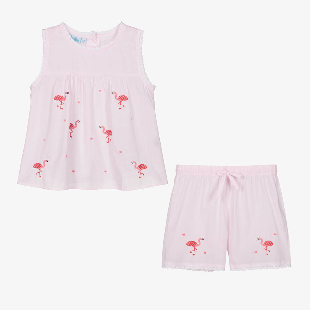 Mini Lunn-Girls Soft Pink Flamingo Pyjamas | Childrensalon Outlet