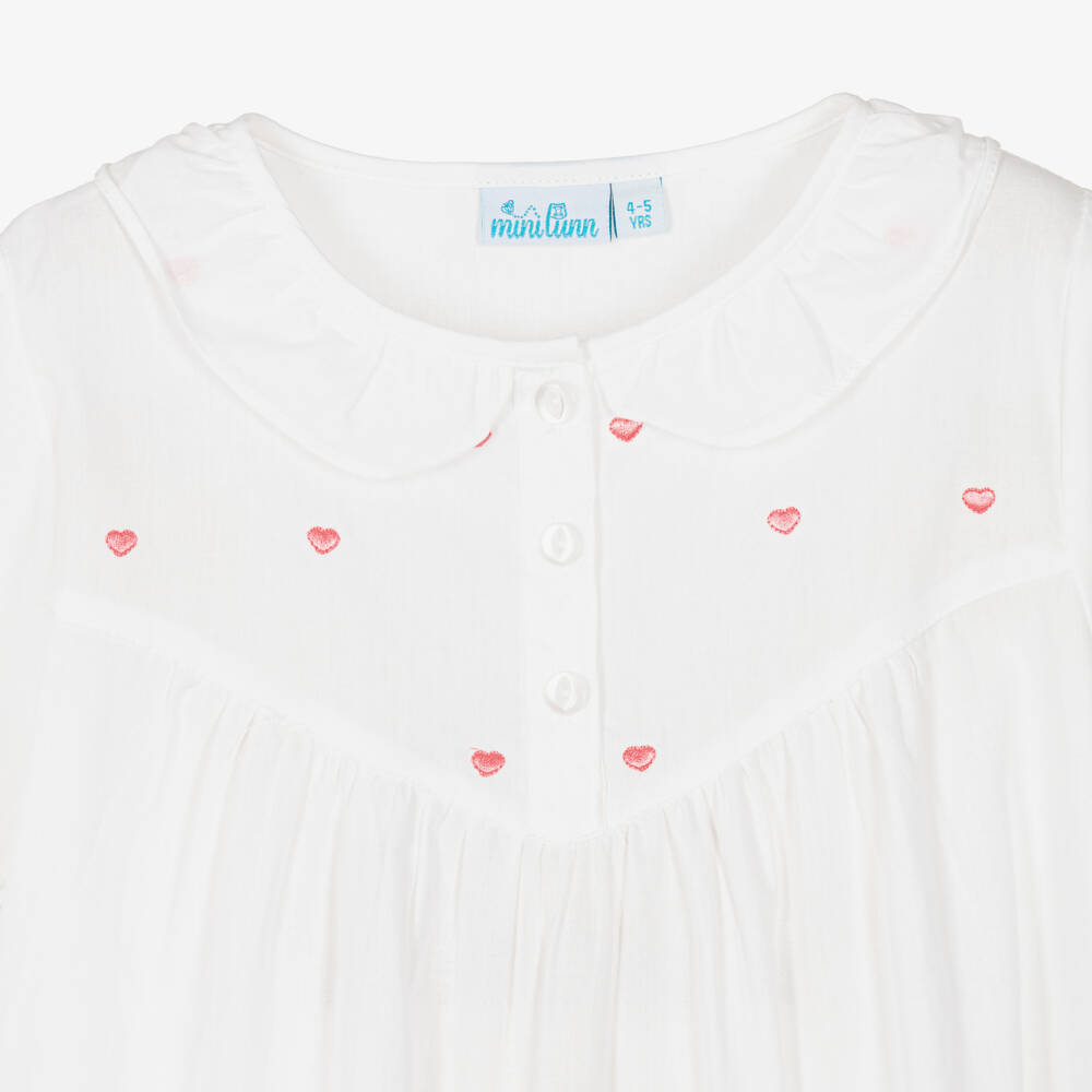 Mini Lunn-Girls White Embroidered Cotton Nightdress | Childrensalon Outlet