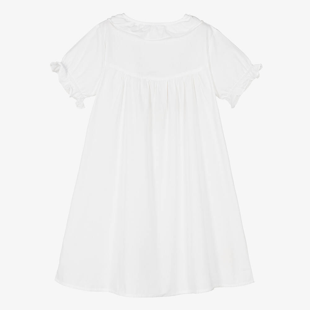 Mini Lunn-Girls White Embroidered Cotton Nightdress | Childrensalon Outlet