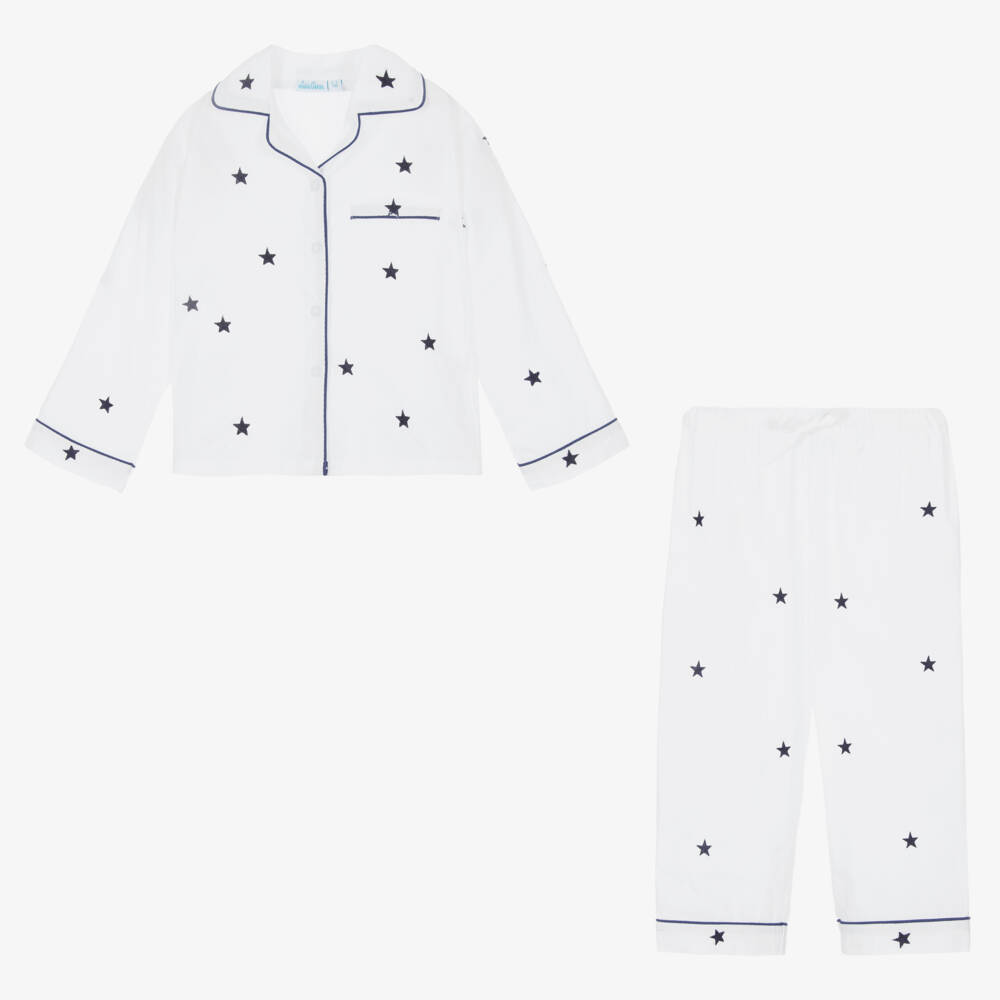 Mini Lunn-ملابس نوم قطنية بيضاء بنقشة النجوم للبنات | Childrensalon Outlet