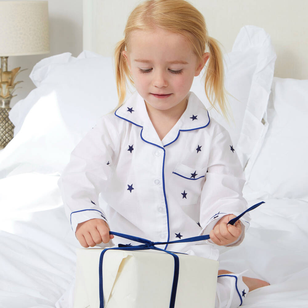 Mini Lunn-ملابس نوم قطنية بيضاء بنقشة النجوم للبنات | Childrensalon Outlet