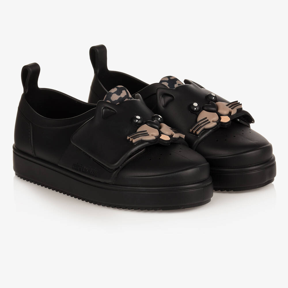 Mini Melissa - Schwarze Katzen-Jelly-Sneaker | Childrensalon