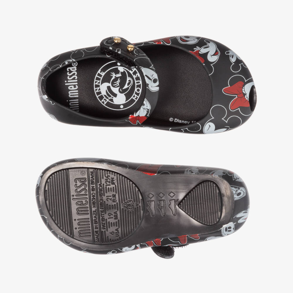 Mini Melissa-حذاء جيلي لون أسود بطبعة ديزني | Childrensalon Outlet