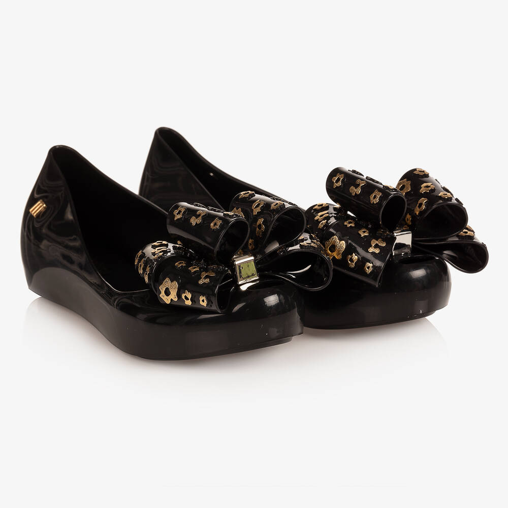 Mini Melissa - Black Jelly Ballet Shoes | Childrensalon