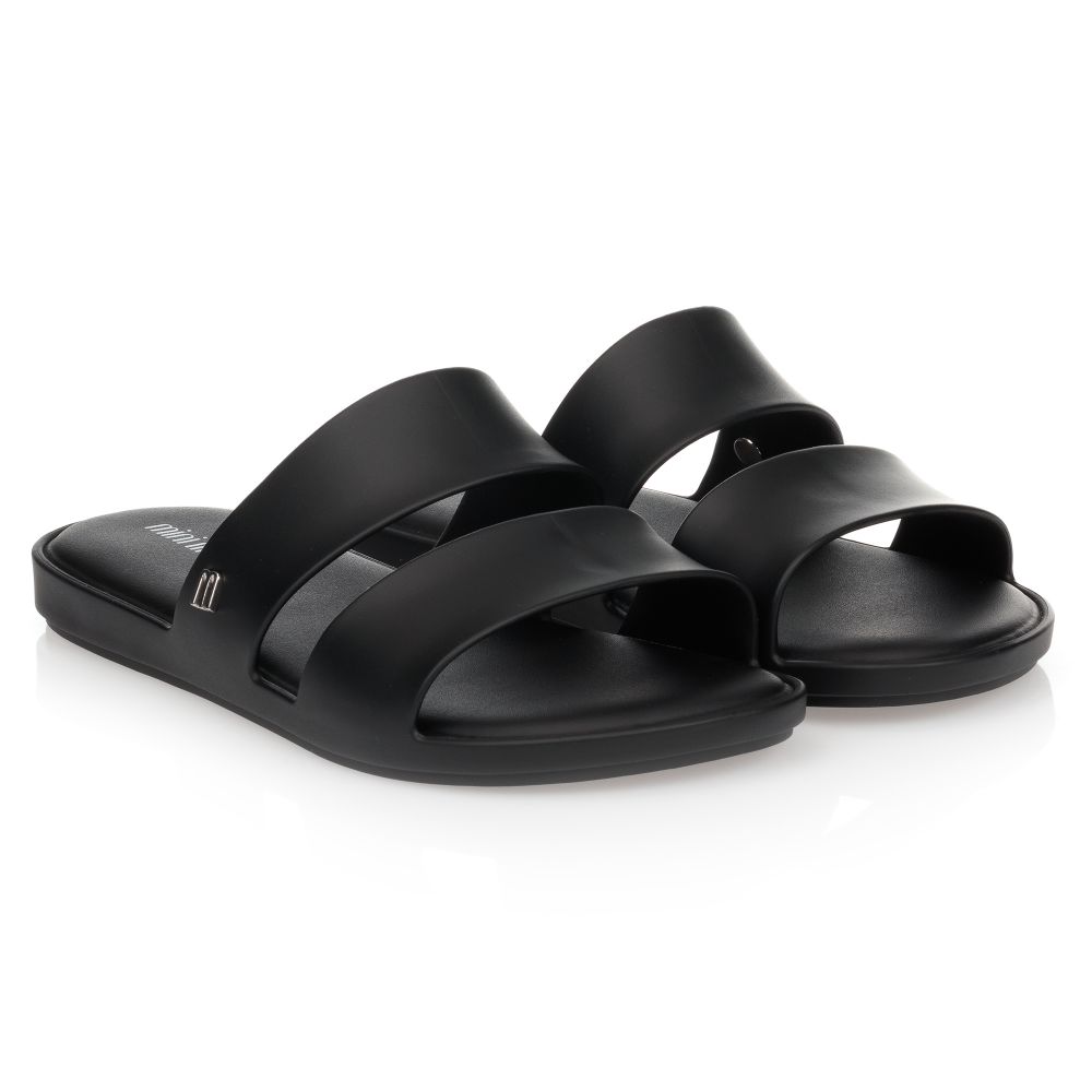 Mini Melissa - Black Matt Sliders | Childrensalon