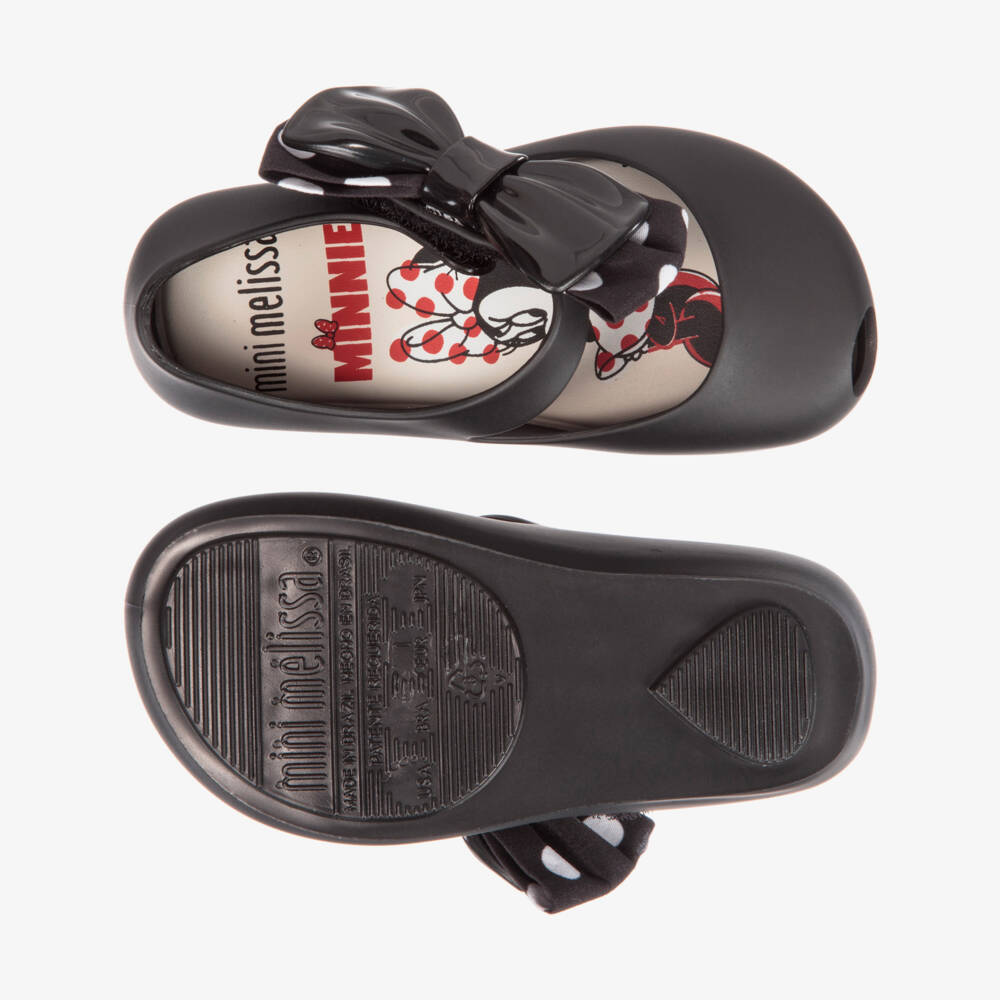 Mini Melissa-حذاء جيلي لون أسود مزين بفيونكة | Childrensalon Outlet